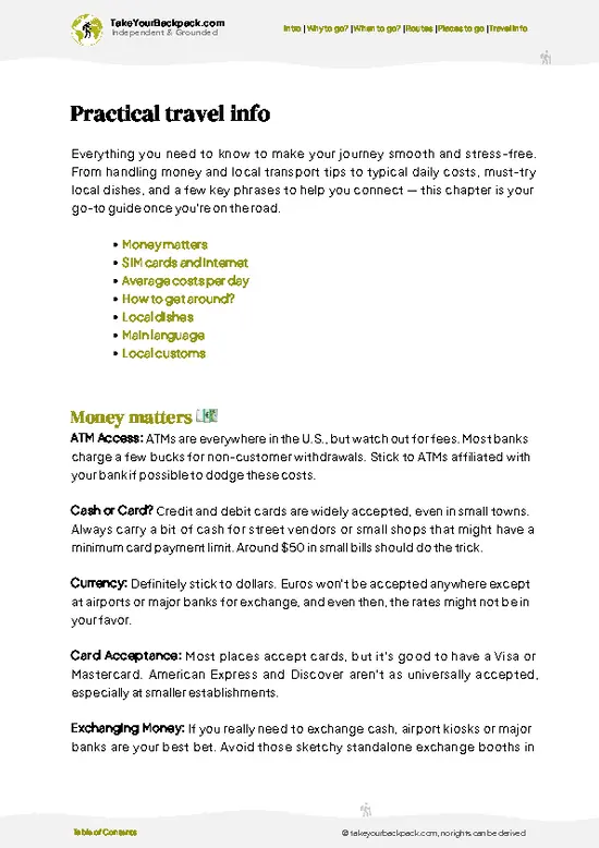 example page 7 from our offline Travel Guide for United States